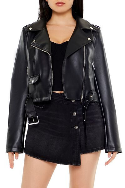 Faux Leather Cropped Moto Jacket | Forever 21