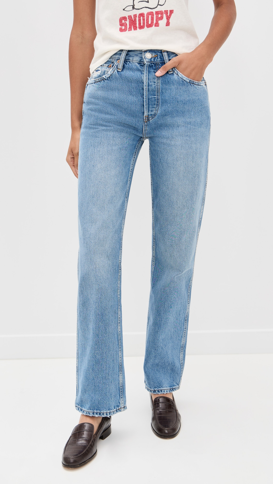 90s High Rise Loose Jeans - Worn Blue | Shopbop