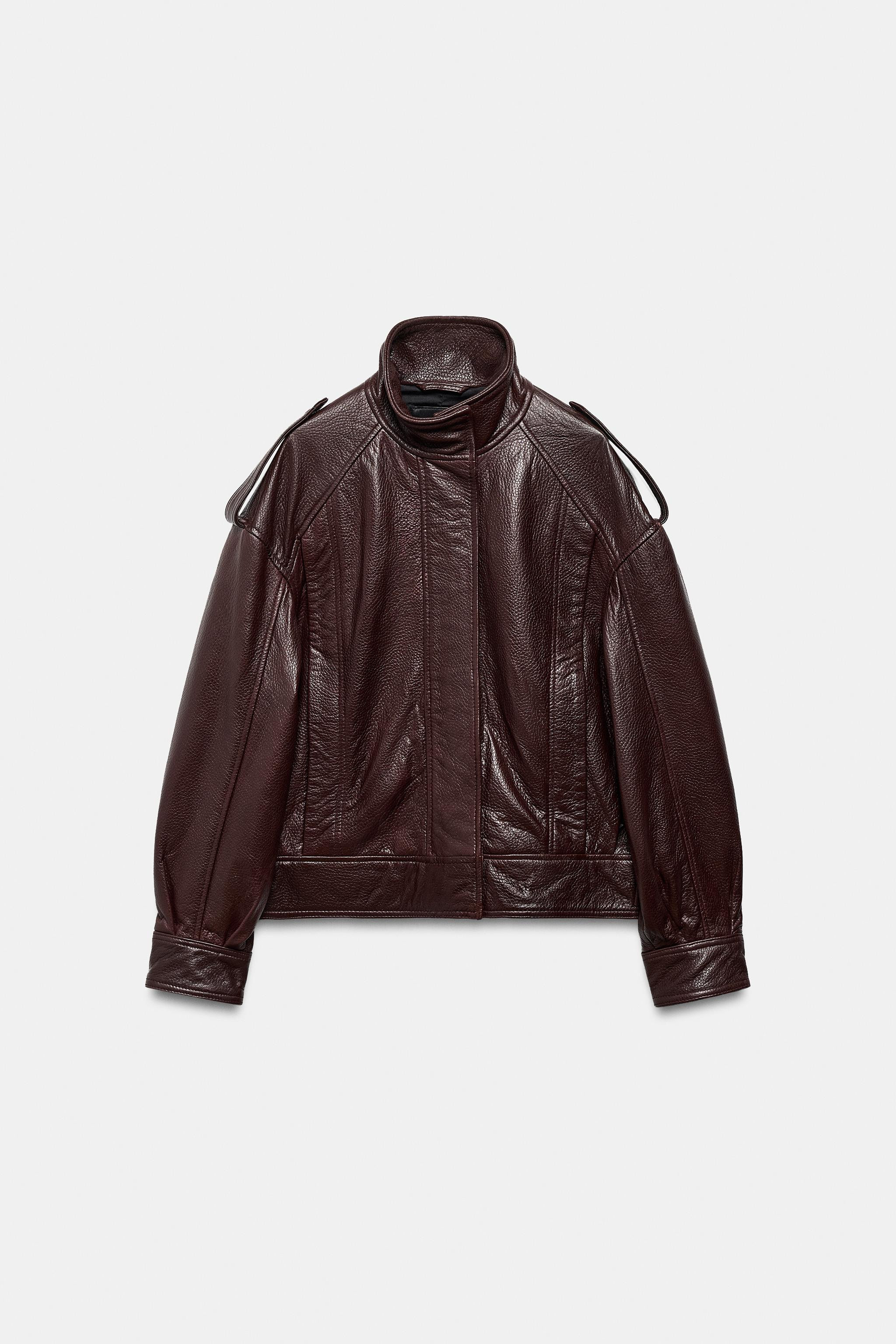 100% LEATHER BOMBER JACKET ZW COLLECTION LIMITED EDITION | Zara AU