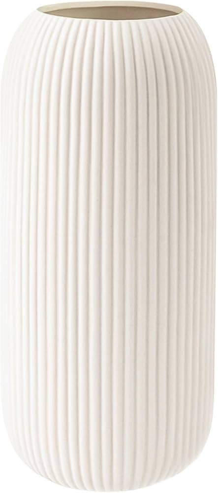 Ceramic Vase for Flowers – Modern Small Ribbed Textured Flower Vase for Home Decor, Pampas Gras... | Amazon (US)