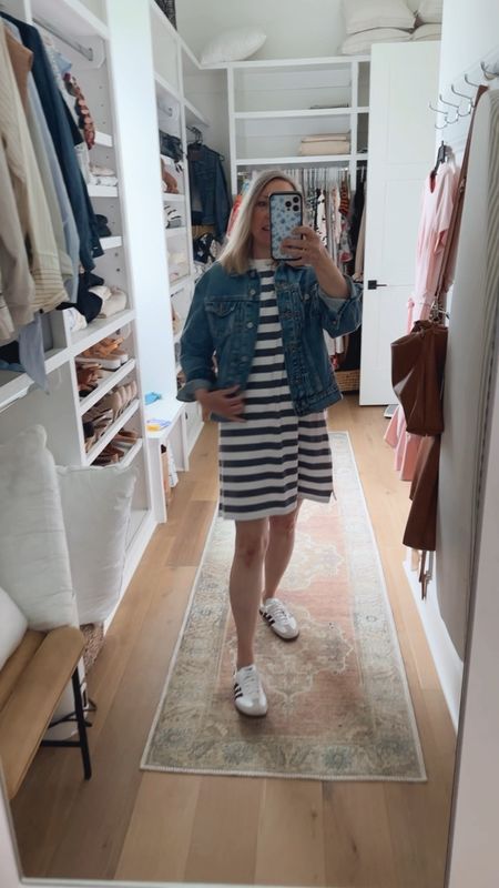 Cute spring outfit from old navy. Striped cotton dress paired with this must have Jean jacket. 



#LTKsalealert #LTKmidsize #LTKover40