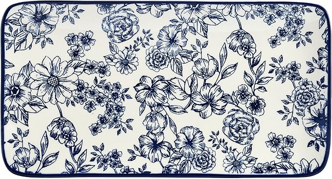 Pfaltzgraff Gabriela Floral Rectangle Platter, 14.75 Inch, Blue and White | Amazon (US)