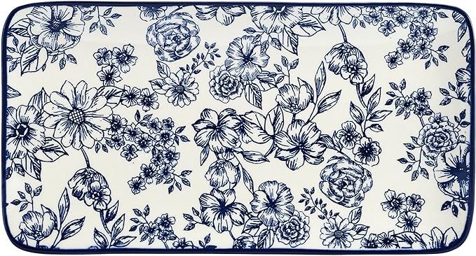 Pfaltzgraff Gabriela Floral Rectangle Platter, 14.75 Inch, Blue and White | Amazon (US)