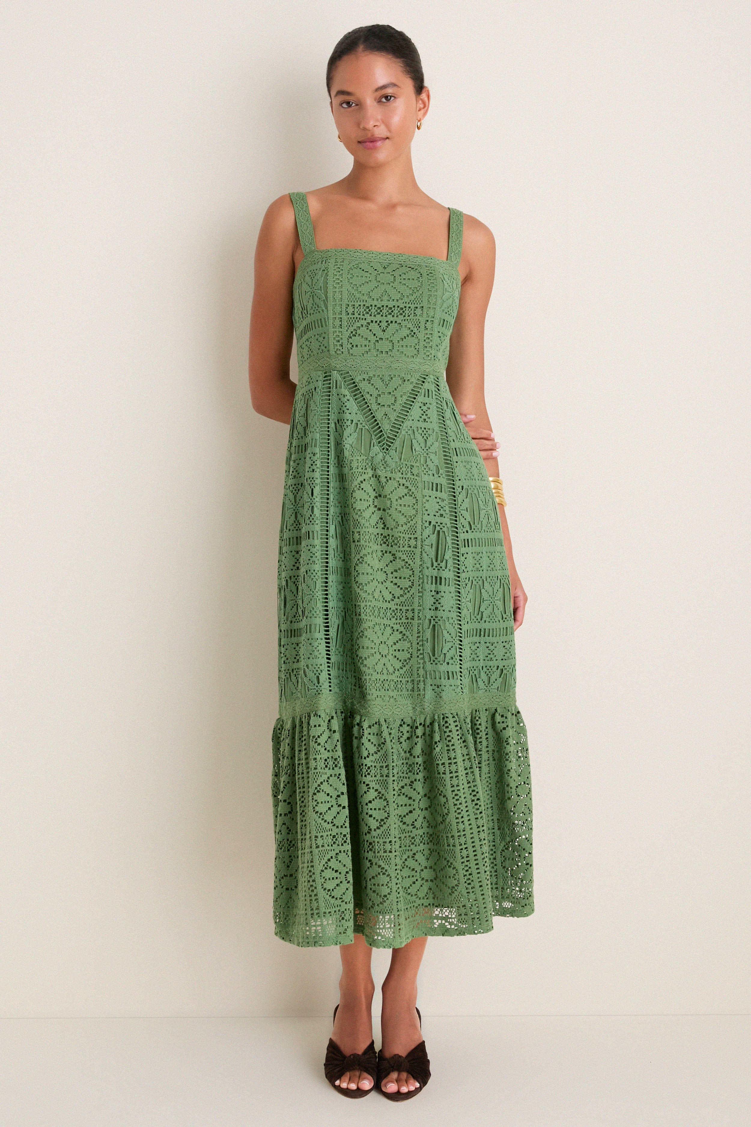 Pesto Lace Perrine Midi Dress | Tuckernuck (US)