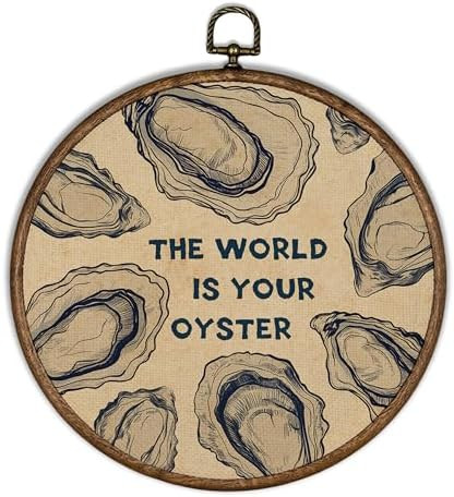 XBBMGG Oyster Wall Art Decor, Coastal Vintage Oyster Shell Round Wall Hanging Decor, Beach Ocean ... | Amazon (US)