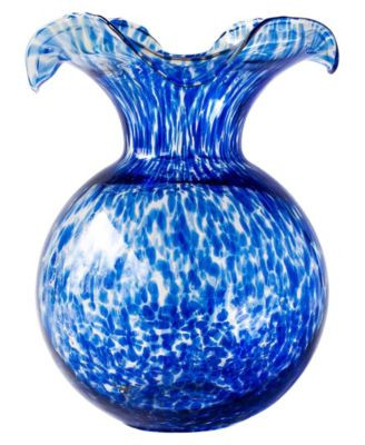 Hibiscus Glass Cobalt Tortoiseshell Large Fluted Vase | Macy's