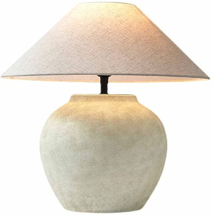 HUIBAOGONG Rustic Southwestern Jug Table Lamp 20'' Tall White Clay Pot Ceramic Table Lamp Tapered Fa | Amazon (US)