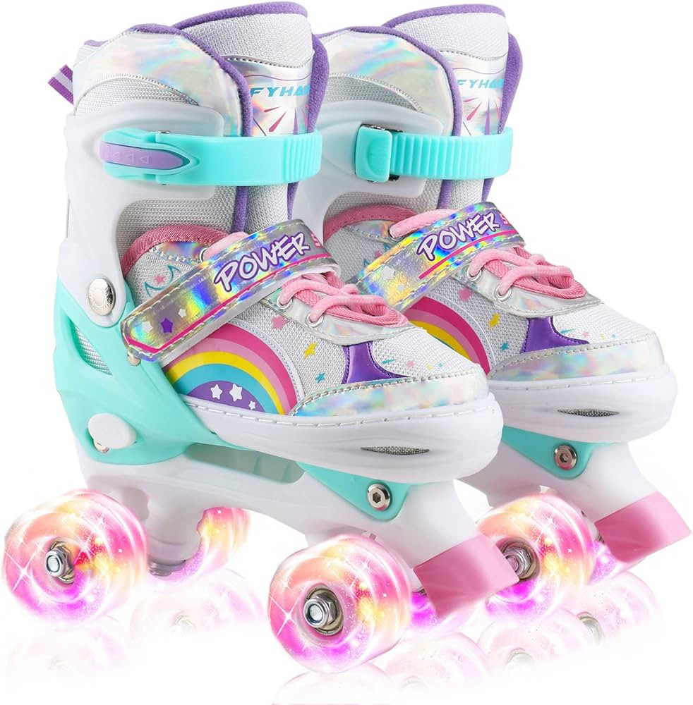 Roller Skates for Girls Kids Child Toddler Beginners, Adjustable 4 Sizes Roller Skates for Adult ... | Amazon (US)