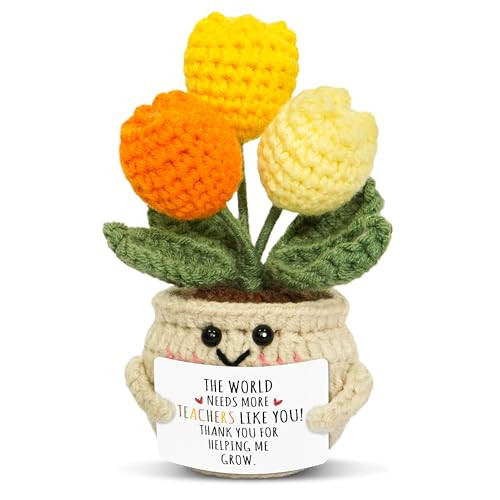 OASSIE Christmas Teacher Gifts for Women - Mini Handmade Positive Tulip Crochet Flowers with Message Card - Stocking Stuffers Christmas Birthday Gifts for Teachers from Student | Amazon (US)
