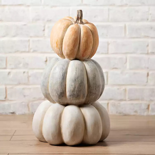 Multicolored Three Stacked Pumpkins Statue