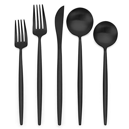 Matte Black Silverware Set , Oliviola 20-Piece Stainless Steel Flatware Cutlery Set Service for 4... | Walmart (US)