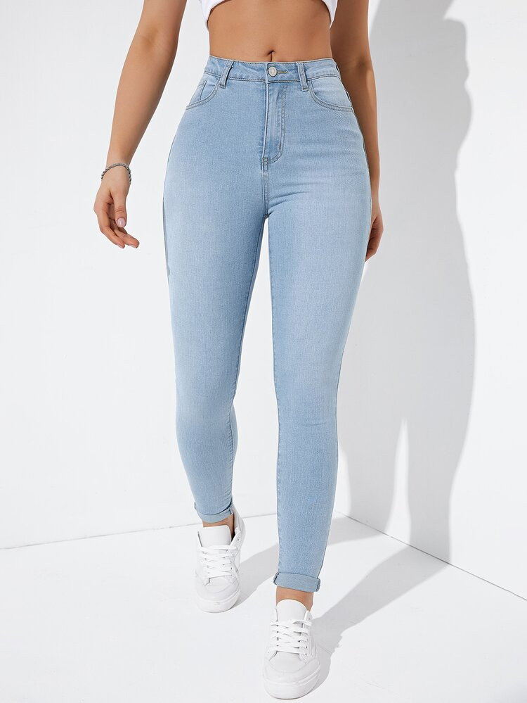 Patch Pocket Skinny Jeans | SHEIN