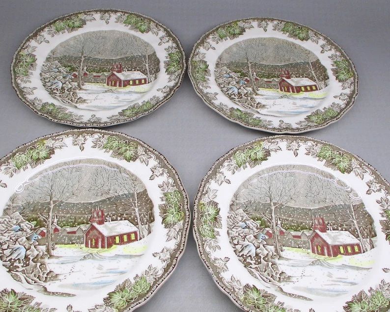 Johnson Bros friendly village set of four dinner plates . The school house (0986) | Etsy (US)