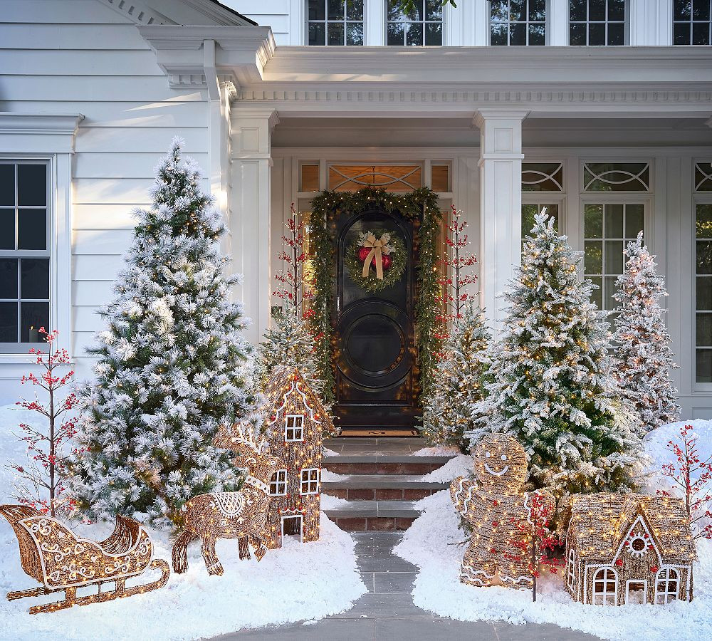 Lit Rattan Gingerbread Collection | Pottery Barn (US)