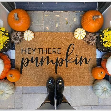 Hey There Pumpkin Coir Doormat,Rustic Door Welcome Mats for Indoor/Outdoor, Entrance Rug Mats for... | Amazon (US)