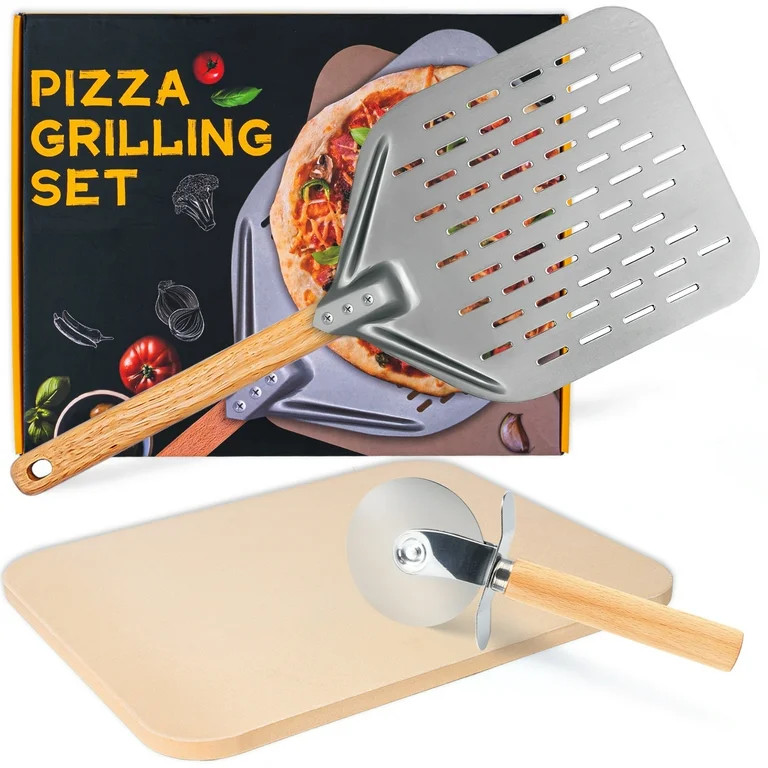 Yaksha Pizza Stone for Oven and Grill,  15" x 12" Large Rectangular Baking Stone and Pizza Peel P... | Walmart (US)