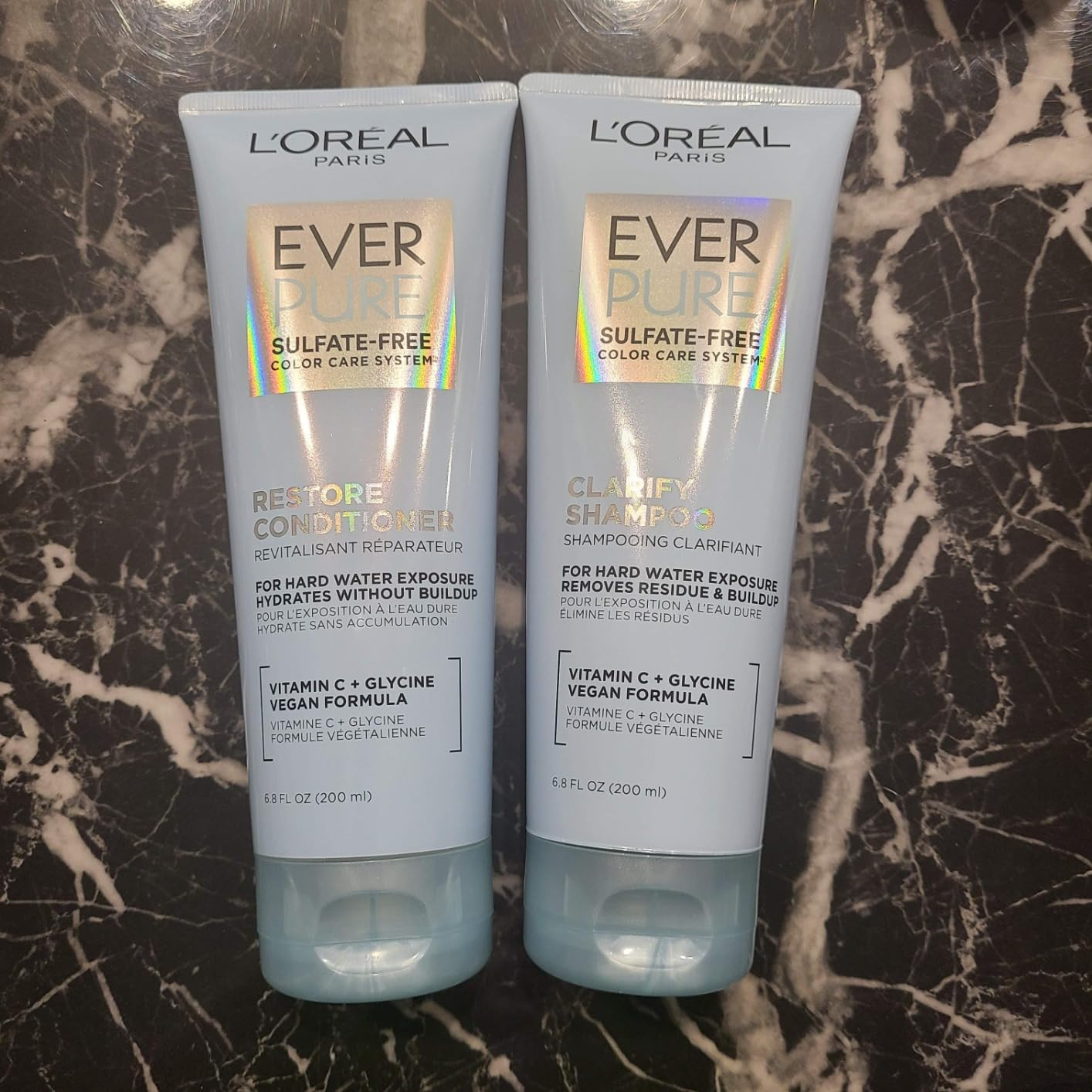 L'Oreal Paris Clarify and Restore Sulfate Free Shampoo and Conditioner Set with Antioxidants for Hard Water Exposure and Styling Build-up, EverPure, 1 Hair Care Kit | Amazon (US)
