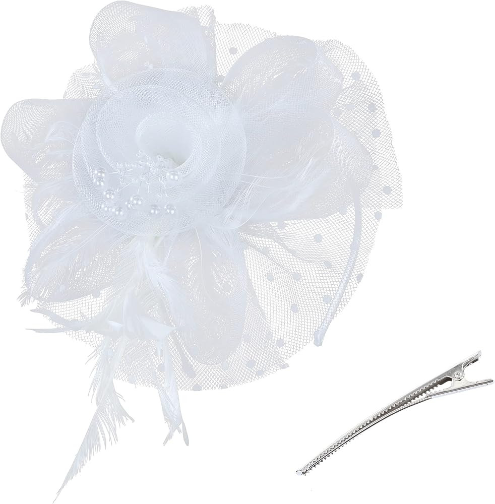 American Trends Fascinators Hat for Women Tea Party Hats Headband Flower Mesh Feathers Hair Clip | Amazon (US)