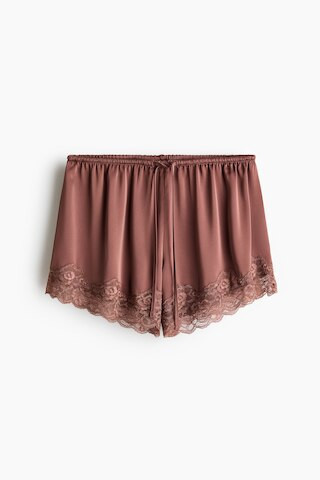 H & M - Lace-Trimmed Satin Shorts - Dark Dusty Pink | H&M (US + CA)