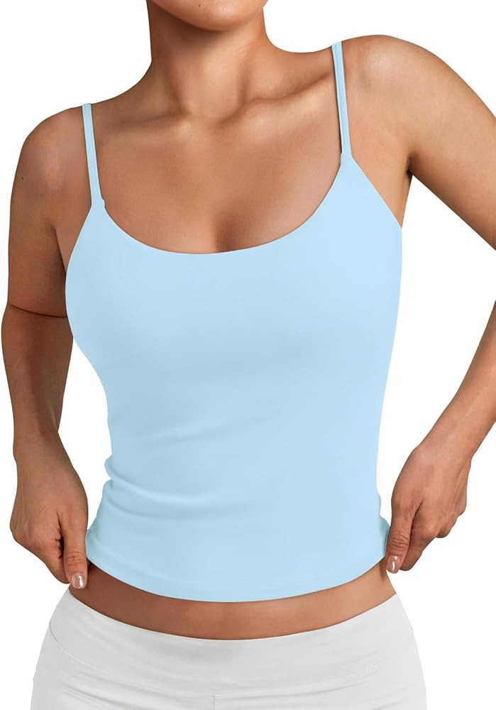 Trendy Queen Double Lined Adjustable Spaghetti Strap Tank Top for Women Cute Summer Basic Crop To... | Amazon (US)