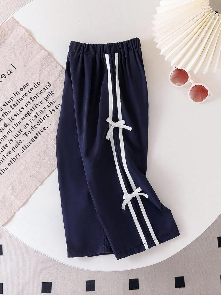 Genkimix Kids Young Girls Comfortable Casual Sports 3D Bow Harem Pants, New Stylish Cute Versatil... | SHEIN