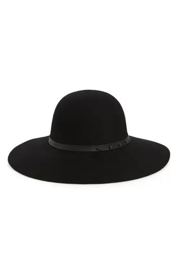 Women's Halogen Refined Wide Brim Felt Floppy Hat - Black | Nordstrom