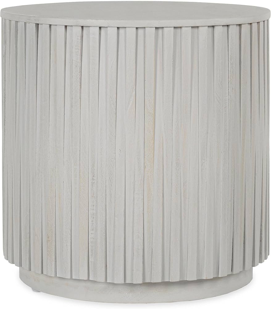 Kosas Home Maya 24x24 Round Mango Wood End Table in Sunbleached Gray | Amazon (US)