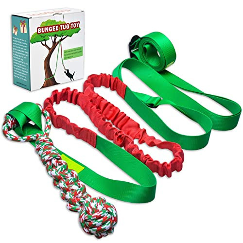 LOOBANI Outdoor Bungee Tug Toy, Dog Toy Hanging from Tree for Small to Large Dogs, Interactive Exercise Play Cord & Tether with Chew Rope Toy | Amazon (US)