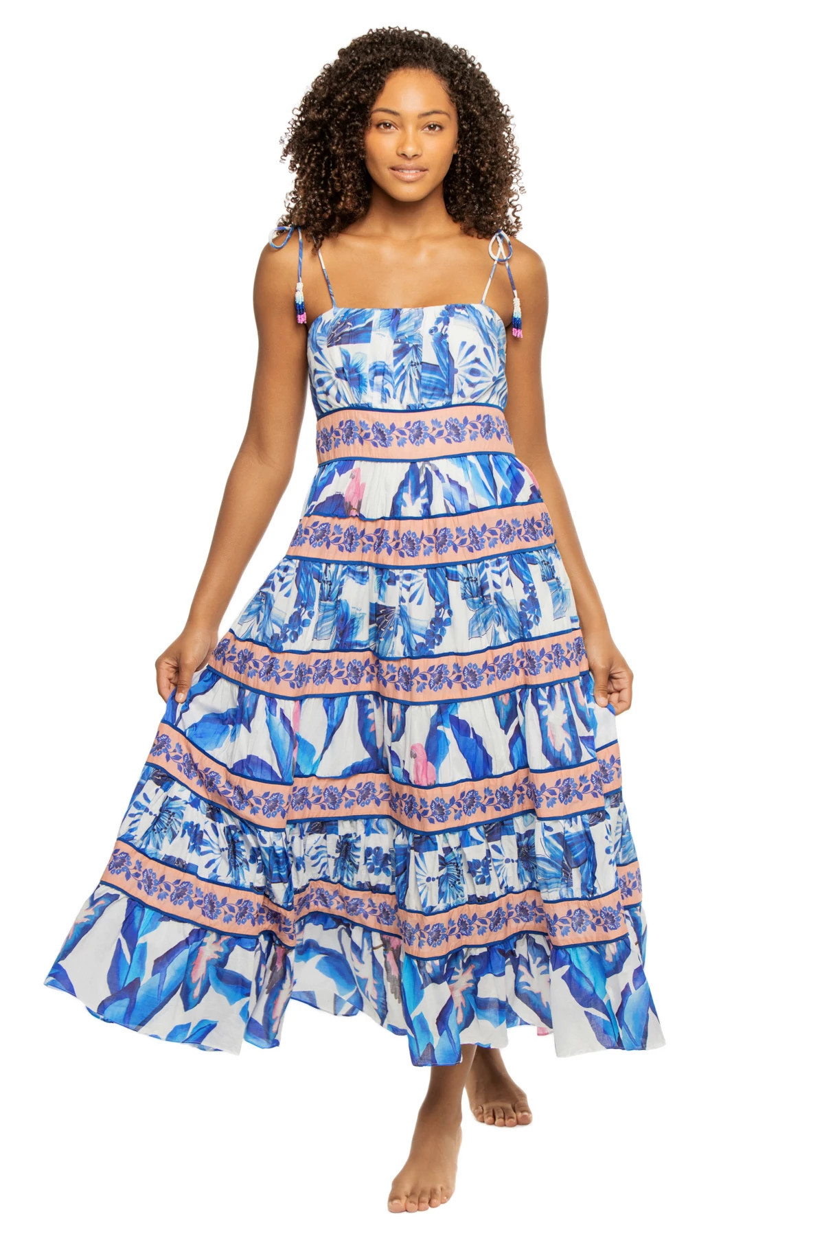 Off-White Blue Foliage Midi Dress | Everything But Water