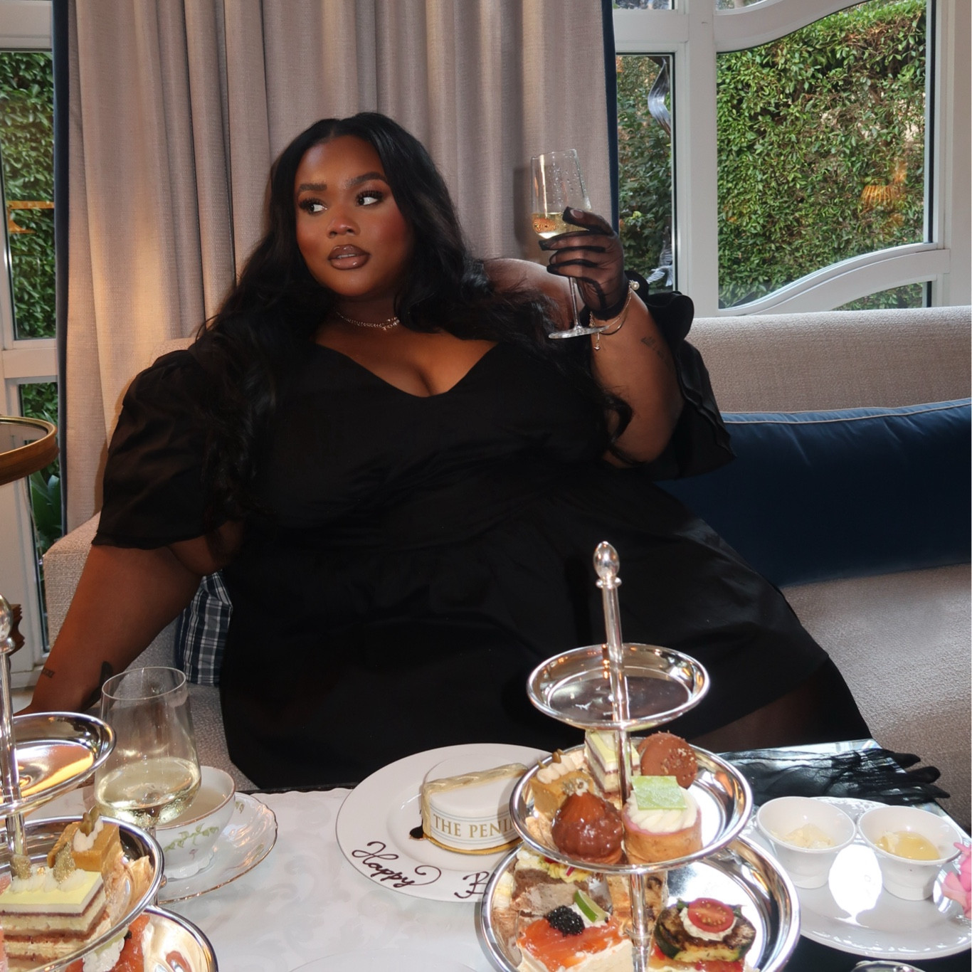 The perfect afternoon tea or holiday party outfit! 
Plus size, Thanksgiving outfit, holiday dress, holiday party outfit, holiday outfits 

#LTKplussize #LTKCyberWeek #LTKHoliday