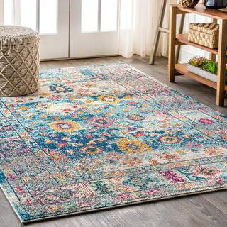 Bohemian Flair Boho Vintage Faded Navy/Cream 5 ft. x 8 ft. Area Rug | The Home Depot