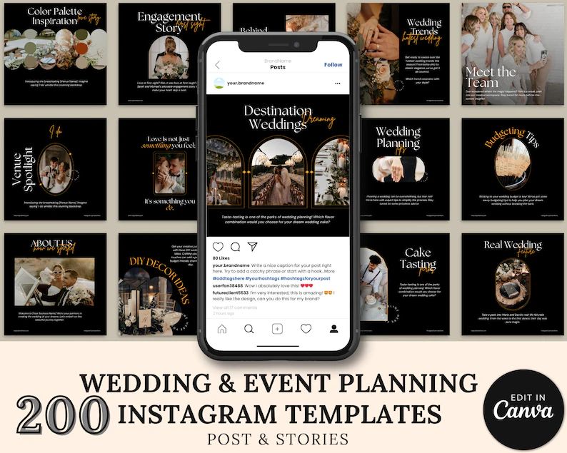 Social Media Instagram Wedding Event Management Planning Business, Facebook Marketing Template, C... | Etsy (US)