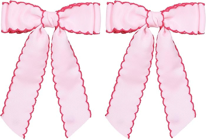 5 Inch Hair Bow Clips Edged Grosgrain Ribbon Hairpins Handmade Hair Accessories with Alligator Cl... | Amazon (US)