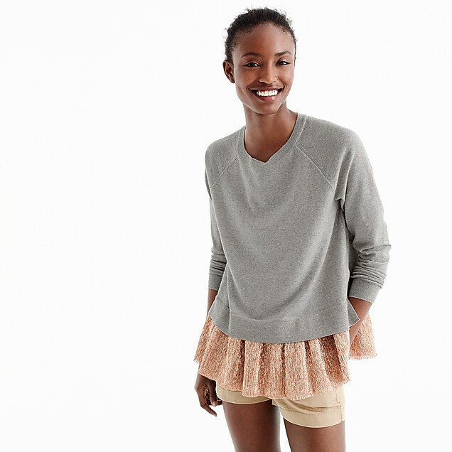 Collection crewneck with layered lamé | J.Crew US