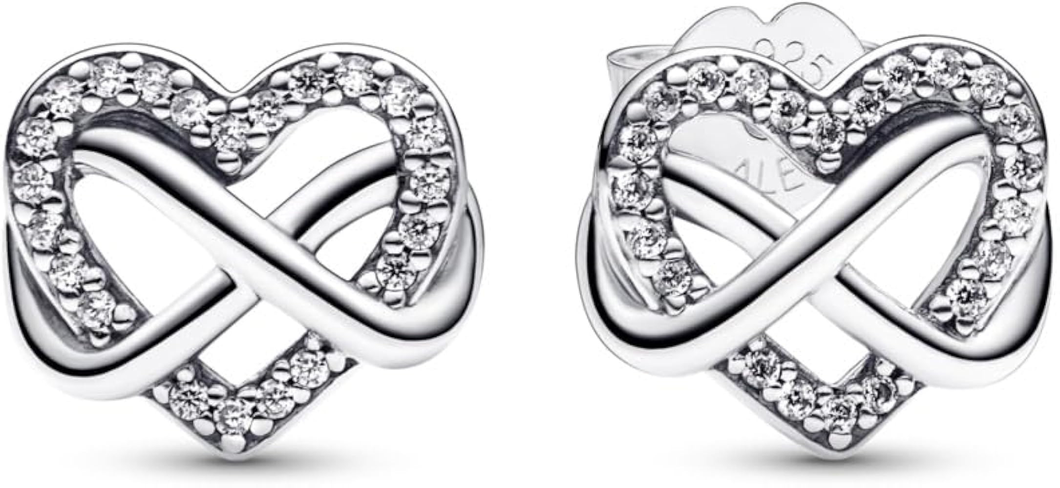 PANDORA Sparkling Infinity Heart Stud Earrings - Gift for Her - Sterling Silver Stud Earrings wit... | Amazon (US)