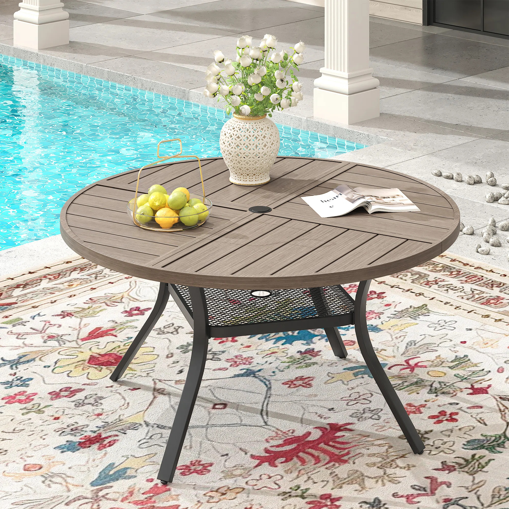 Outdoor Round Patio Dining Table | Wayfair North America