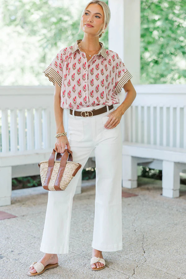 All Set Pink Medallion Blouse | The Mint Julep Boutique