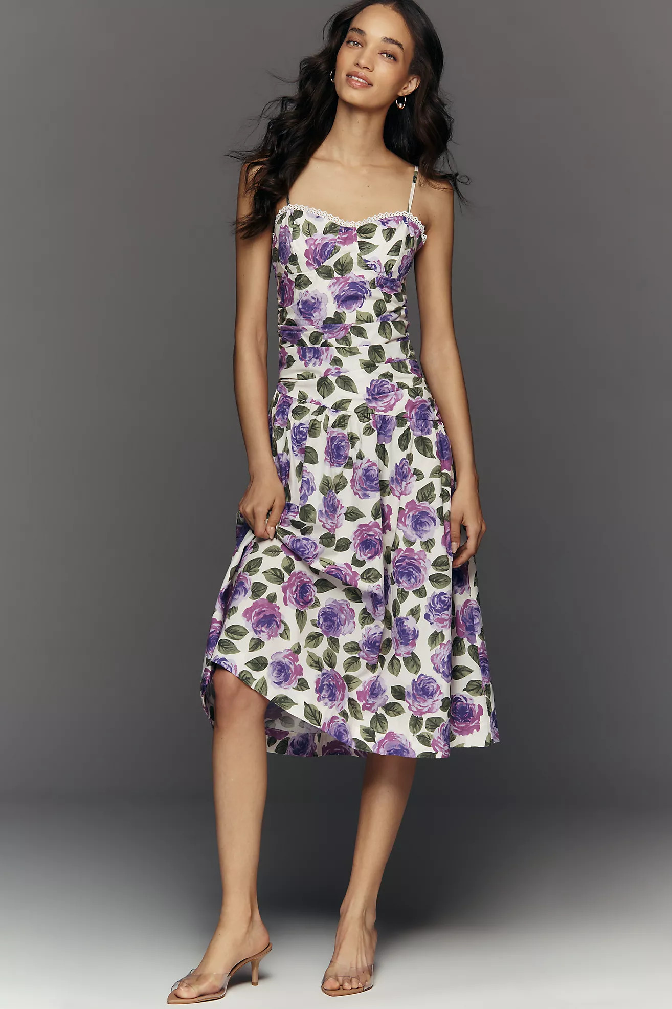 Maeve Cotton Printed Midi Dress | Anthropologie (US)