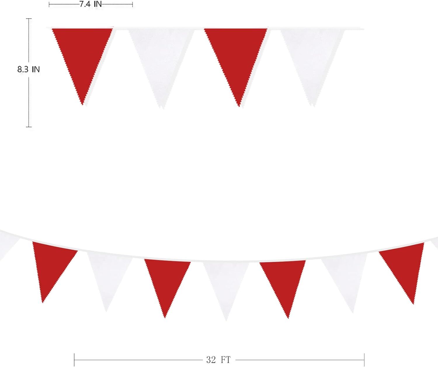 32Ft Red White Pennant Banner Fabric Triangle Flag Bunting Garland Streamers for Wedding Engageme... | Amazon (US)
