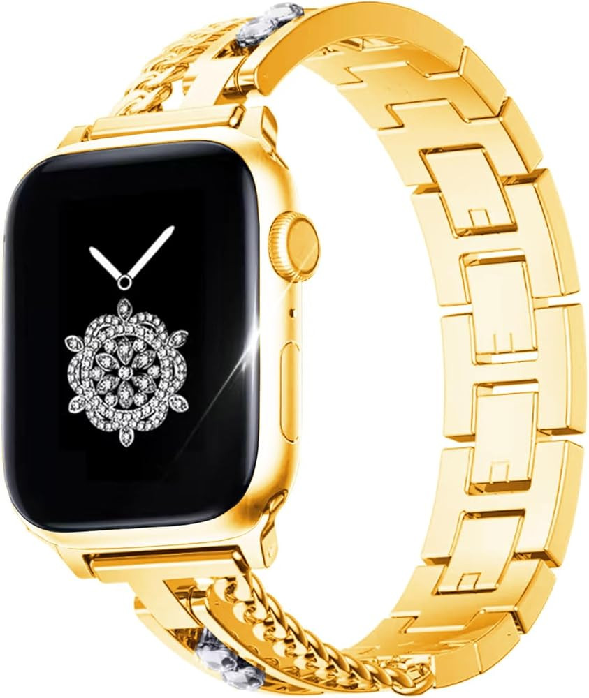 Kolgios 38/40/41mm 42/44/45/46mm Cool Women Chain Smartwatch Bands Compatible for Apple Watch Ban... | Amazon (US)