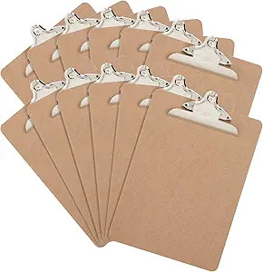 12 Hardboard Clipboards, Classic Metal Clip, Design for Classroom and Office Use, 12 Clipboards | Amazon (US)