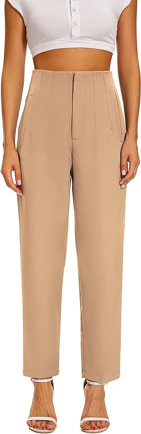 Kusogiay High Waist Dress Pant for Women Business Trousers Work Office Pants with Pockets | Amazon (US)