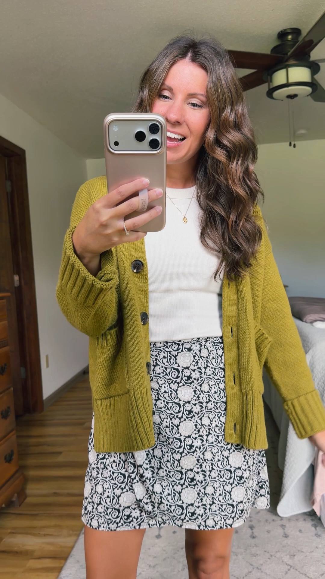 small in my bra, small in my tank, xs in my skirt (100% cotton and on sale for $20!). My cardigan is older/sold out so I linked a similar one (it’s also 100% cotton!). My croc sandals are size 6.

#LTKPetite #LTKSeasonal #LTKootd