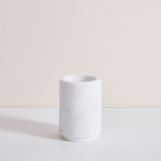 White Marbled Toothbrush Holder | West Elm (US)