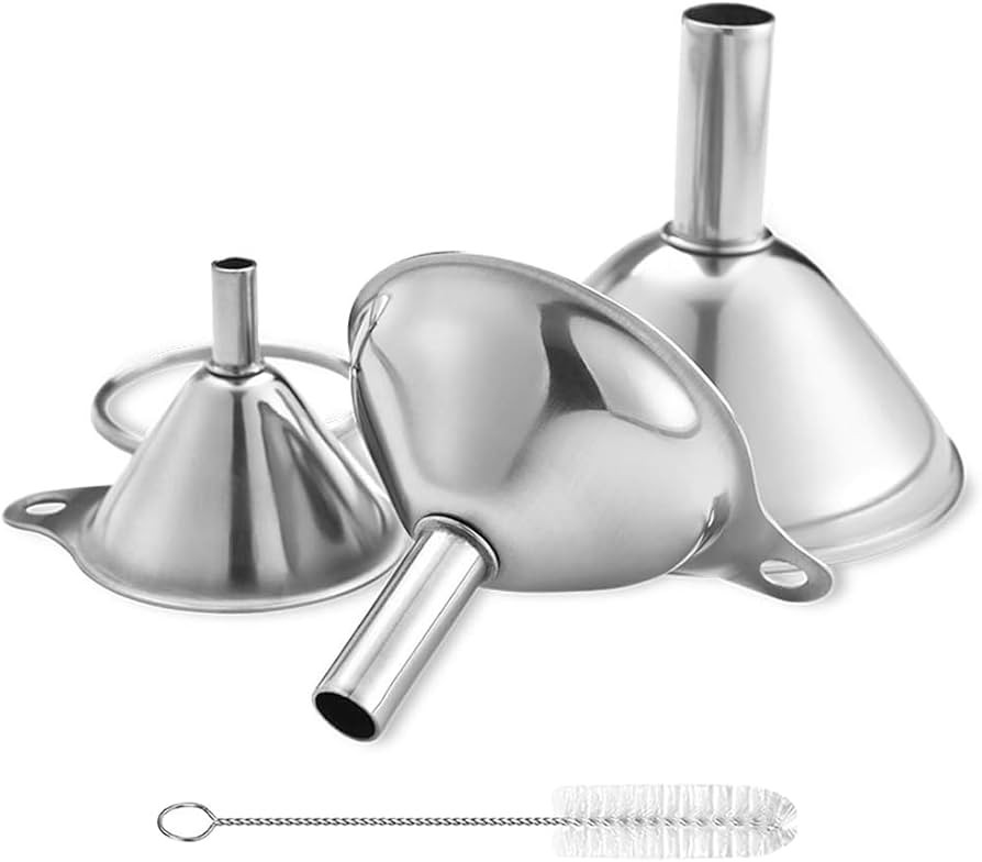 Metal Stainless Steel Funnel, Large Medium Small Funnel Set of 3, Food Grade Mini Kitchen Funnels... | Amazon (US)