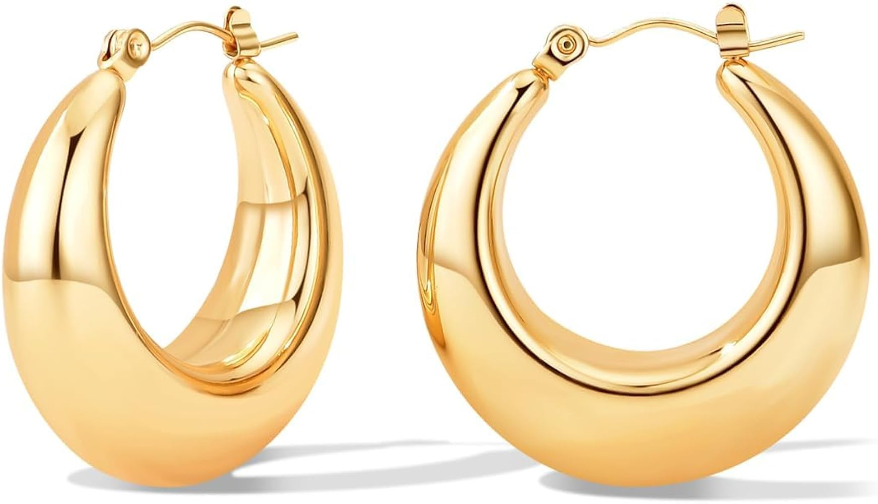 Thick Gold Hoop Earrings for Women Fashion Hypoallergenic Earrings Minimalist Jewelry Gift | Amazon (DE)