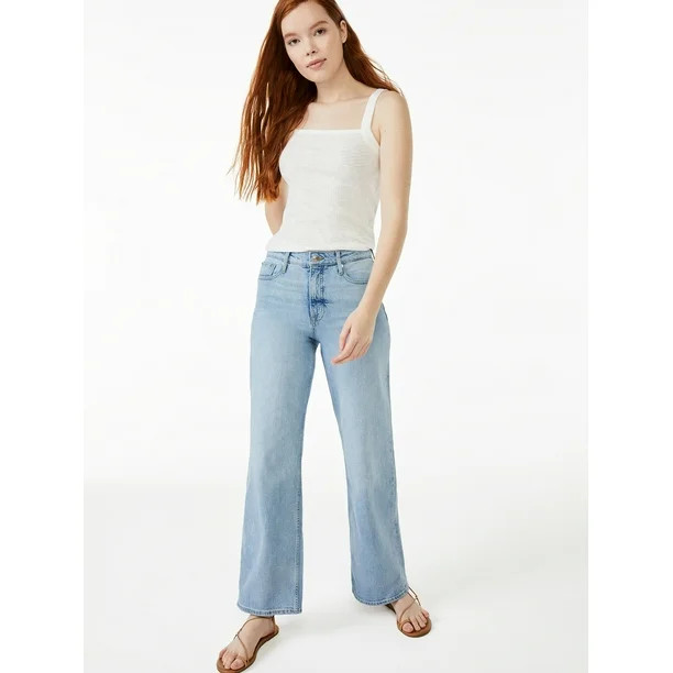 Free Assembly Women's High Rise 70’S Full Wide Leg Straight Jeans | Walmart (US)