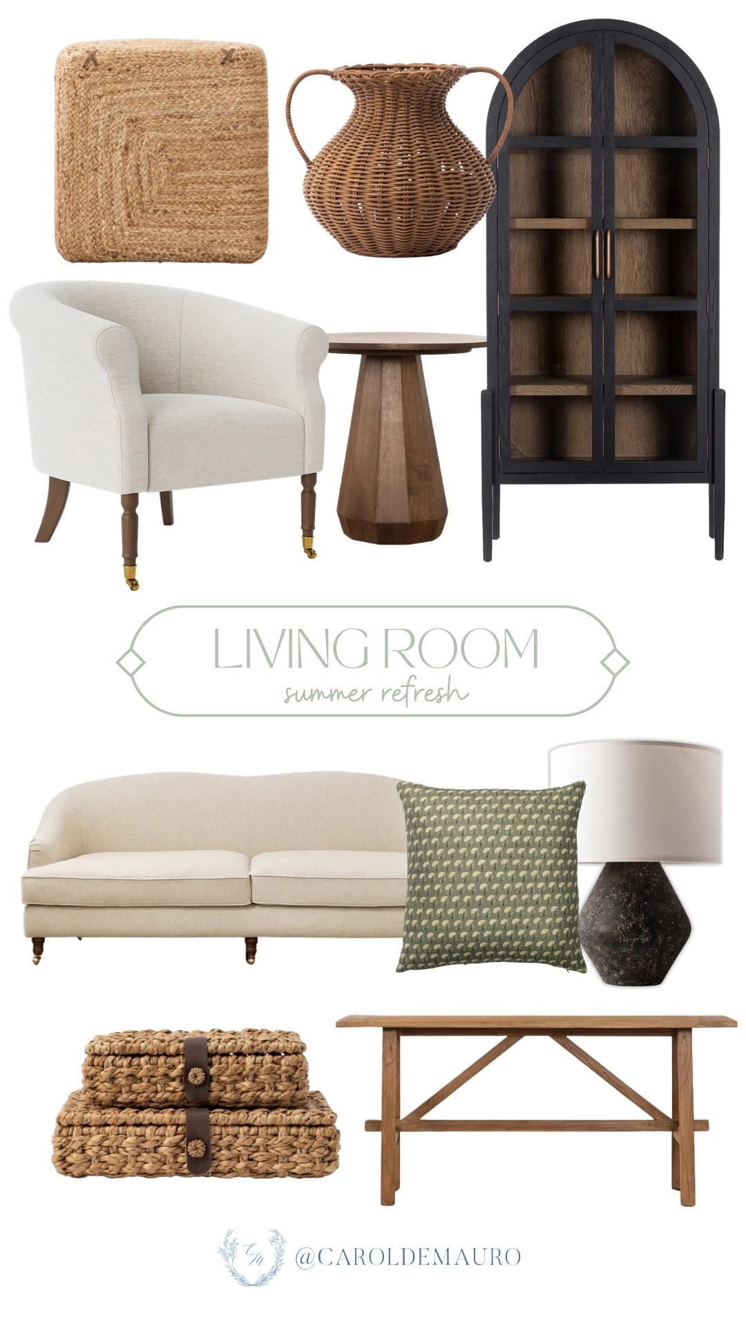 Time to refresh your living room with these furniture and decor pieces from McGee and Co.! Look at how cozy the couch is and the lounge chair for resting. Add some texture to your space with this matte black cabinet, woven box, a rattan pitcher vase, and more.

living room inspo, interior design, seating style, lounge area, neutral decor, furniture piece, cozy corner, home refresh

#LTKHome
