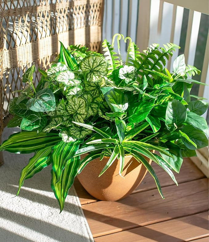 Starttag Artificial Greenery Plants Fake Plastic Leaves with Stems UV Resistant Large Bunches Out... | Amazon (US)