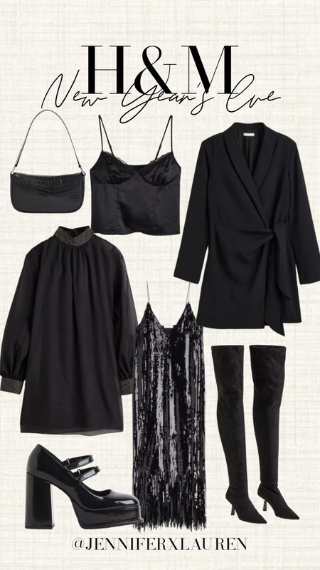 H&M new arrivals under $100. New Year’s Eve looks. Black outfit. Black dress. Black satin top. Going out look  

#LTKHoliday #LTKunder100 #LTKSeasonal